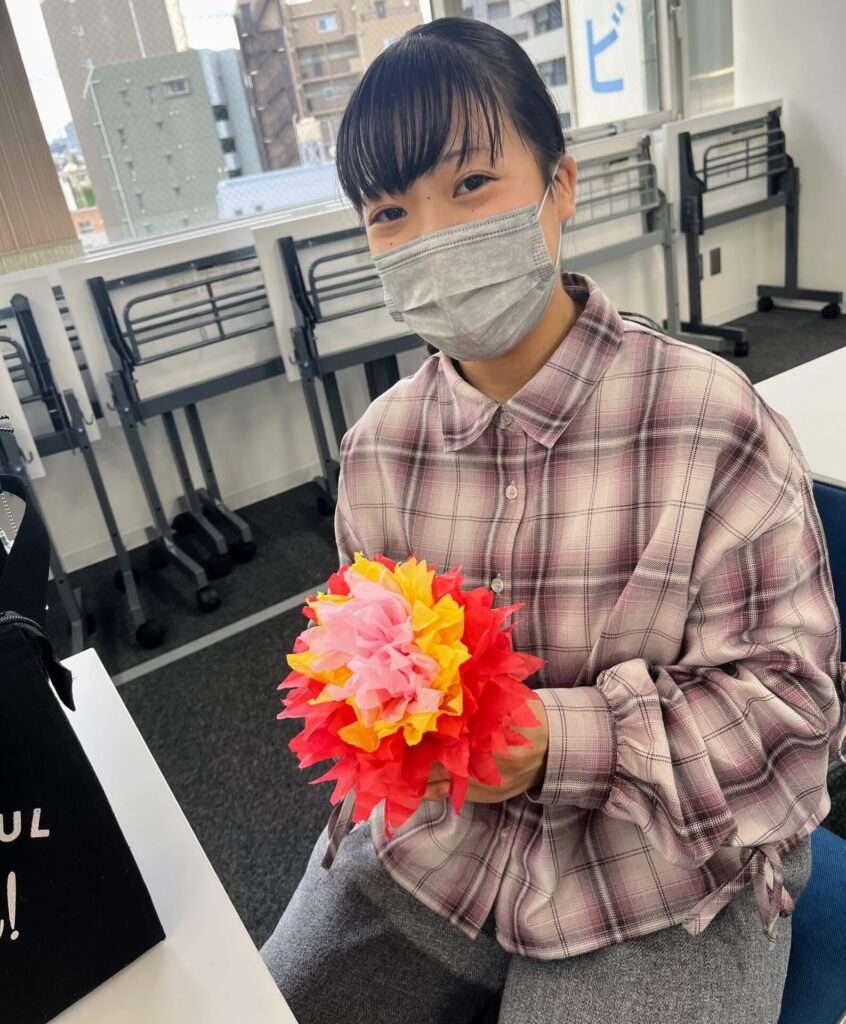 生徒手作りのお花装飾